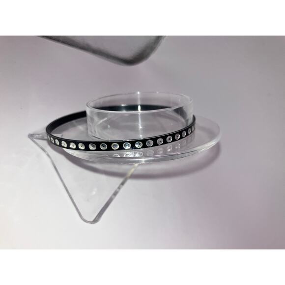 Black Silver Round with Pin Hole Punk Rock 2.75" Bangle Bracelet! - Picture 3 of 5